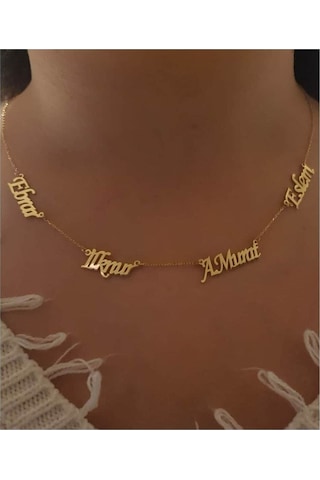 4 Lü Isim Kolye 14 Ayar 585 Yeşil Altın Işıklı Kutuda Sevgiliye Eşe Anneye Hediye Kolye
