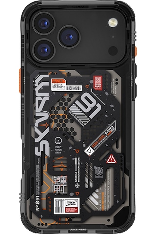 Apple Uyumlu iPhone 17 Pro Max Kılıf Desenli Airbag Tasarımlı Skinarma Spectra Kapak Siyah Siyah