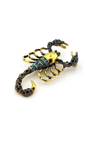 Solfera Mavi Taşlı Akrep Burç Scorpion Zirkon Taşlı Yaka İğnesi Broş Rz175