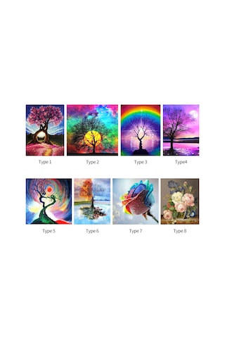 Yunboo 30x40cm 5d Akrilik Elmas Tablo, Pembe Aşk Ağacı Deseni, Ev Dekorasyonu, Dıy Seti Fırça, Tabak, Yapıştırıcı Dahil