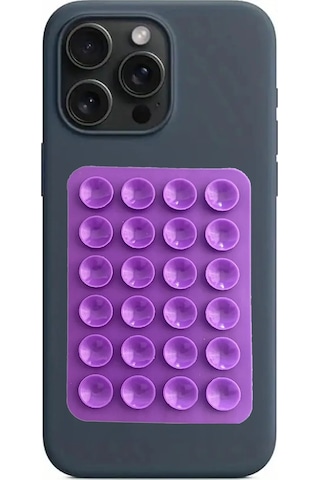 Silikon Vantuzlu Telefon Tutacağı 24 Vantuzlu 1 Paket Yapışkanlı Cep Telefonu Tutucu Mıknatıslı Mor Renk