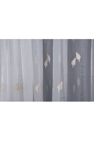 Organze 2950 Krem Renk 5 3 Hazır Dikilmiş Pileli Fon Perde 300 260 Cm