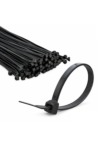 Cırt Kelepçe Kablo Bağı Kablo Klipsi 8 Mm X 300 Mm 1. Sınıf Malzeme Naylon 6.6 Mm 100 Adet Kalın Model Siyah