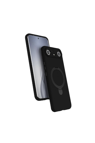 Tecno Spark Slim 5g Kılıf Kamera Korumalı Halkalı Dikey Standlı Pürüzsüz Premium M-safe Uyumlu Kapak Siyah