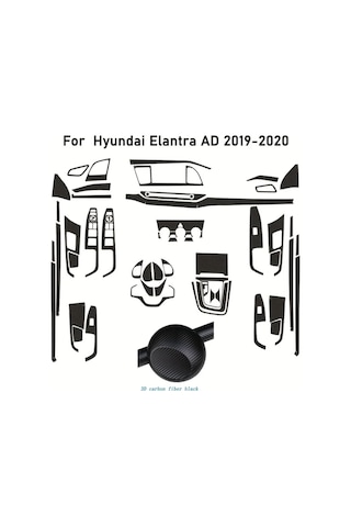 Xuweiwei 3d Carbon Fiber Black Style B 2019 2020 Hyundaı Elantra Ad İç Kontrol Paneli Kapı Kolu Kaplamaları Sol Şöför