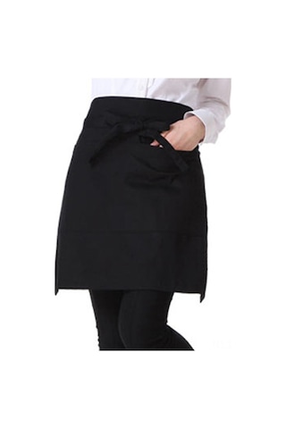 Kadınlar Ve Erkekler İçin 2 Cepli Su Geçirmez Sevimli Garson Önlüğü, Mutfak, Restoran, Bbq İçin Bel Önlüğü. Siyah