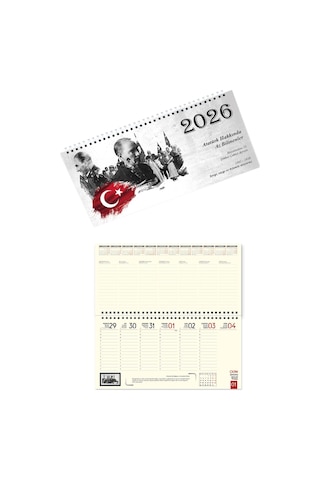 2026 Atatürk Haftalık Masa Takvimi Masa Sümeni Büyük Boy 33x16 Cm
