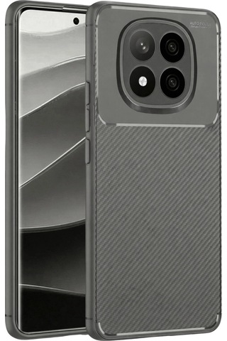 Xiaomi Redmi Note 14 Pro Plus Kılıf Auto Focus Karbon Kapak - Gri Düz Renkli