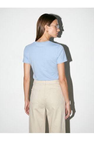 Dilvin 32779 Bisiklet Yaka T-shirt-açık Mavi