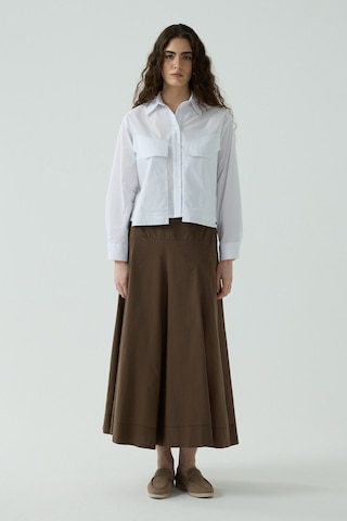 Molene Beyaz Çift Cepli Mini Poplin Gömlek