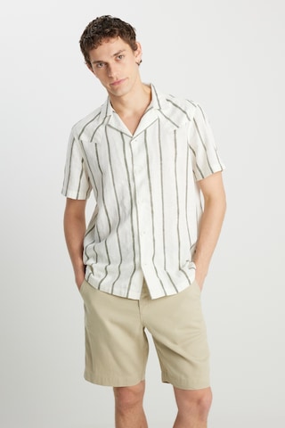 Wrangler Relaxed Fit Geniş Kesim Pamuklu Bej Gömlek Natural Stripe