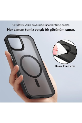 Bix Apple Uyumlu iPhone 16 Pro Max Magsafe Kılıf Tam Koruma Manyetik Darbe Emici Siyah