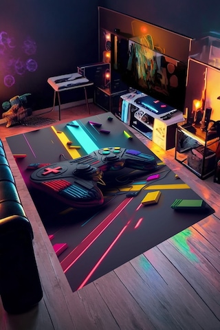 Renkli 3d Gamepad Tasarım Yıkanabilir Kaymaz Taban Halı Gnc18