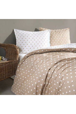 Coté Blanc Dots Capuccino %100 Pamuk Çift Kişilik Nevresim Takımı Çok Renkli