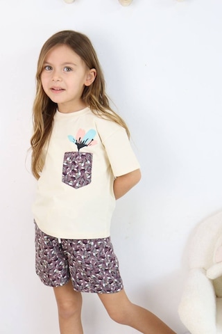 Jollykids Kız Çocuk Cep Detaylı Dokuma Şortlu Takım-mor