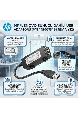 Hp 445-0775484 Reva Y22 Dahili Anakart Usb Adaptör Kablosu Server/workstation