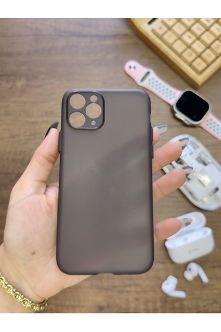 Apple iPhone 11 Pro Uyumlu Süper İnce Mat Ultra Thin Silikon Kılıf Buzlu Siyah