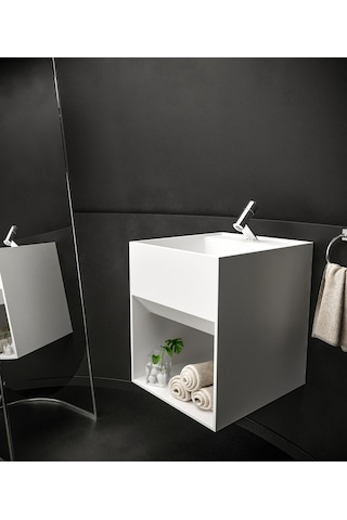 Akrilik-Corian Solid Banyo Dolabı (479179563) Beyaz