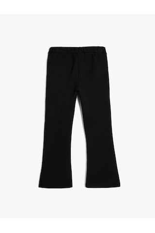 Koton İspanyol Paça Pantolon Beli Lastikli Viskon Kumaş Siyah 5skg40117ak Siyah