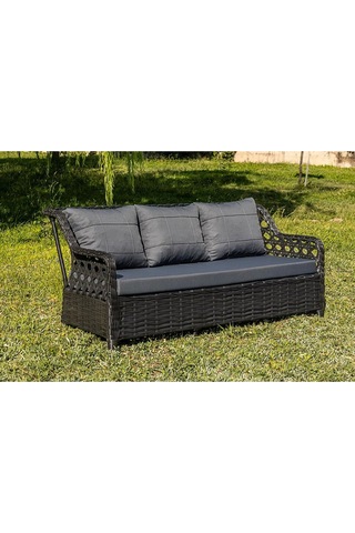 S Collection Rattan Bahçe Takımı Oturma Grubu 3'lü - 7 Kişilik Gri