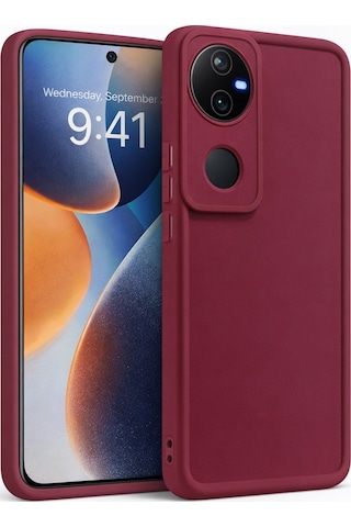 Vivo V50 Uyumlu Kamera Çıkıntılı Mat Silikon Telefon Kılıfı Bordo