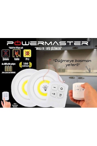 Powermaster Cob Led Kabin Ampul Kumandalı 2Li 150Lümen