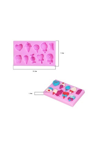 Dancemonkey 2 Adet G114 Şeker Lolipop Dondurma Kalıbı, Silikon Şekilli, Pratik Kullanım Pembe