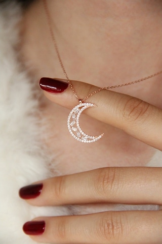 Argentum Concept - Baget Taşlı Gümüş Ay Kolye - N140201