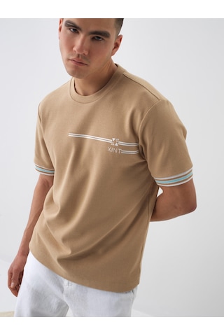 Xint Camel Pamuk Dokulu Regular Fit Tişört 502236