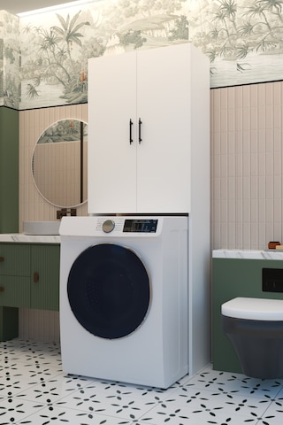 Terra İki Kapaklı Çamaşır Makinesi Dolabı Beyaz