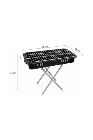 Seyyar Ayaklı Mangal, Kömürlü, Emaye, Kompakt Tasarım, Taşınabilir, Açık Hava Kullanımı 33 Cm 55 Cm Çok Renkli