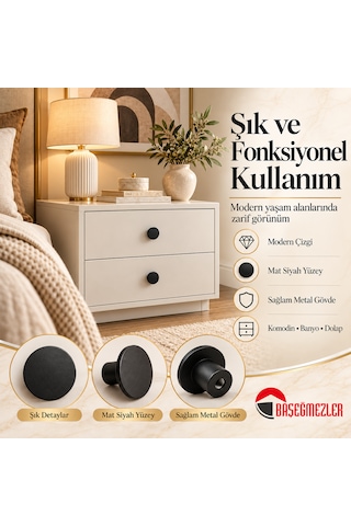 Haskan Yuvarlak Düğme Kulp Siyah
