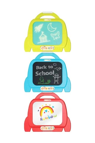 3in1 İlk Çizim Tahtam Kara, Beyaz Ve Şeffaf Tahta Seti, Kalemli & Tebeşirli Çocuk Çizim Oyuncağı