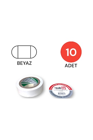 Tek-iş Izole Bant Elektrik Bandı Beyaz 10 Adet