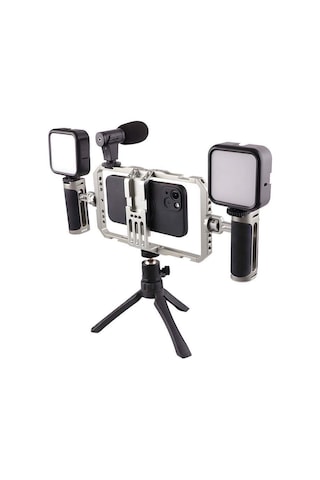 Gdx Phn-08 Profesyonel Video Rig Çift Tutacaklı Metal Telefon Kafesi Vlog Ekipmanı