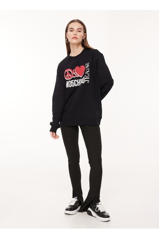 Moschino Jeans Bisiklet Yaka Baskılı Siyah Kadın Sweatshırt J1716