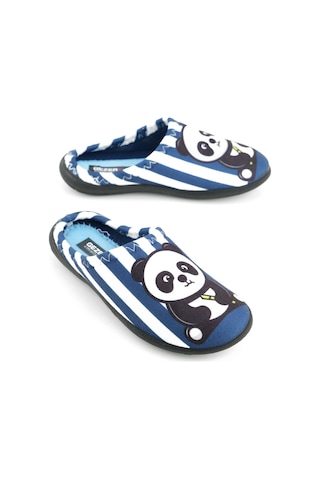 Gezer Erkek Çocuk Kışlık Panda Ev Bahçe Rahat Taban Gondol Terlik Lacivert