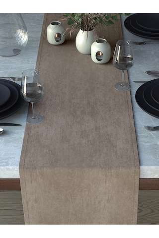 Kadife Dokulu Sis Bulutu Rengi Runner Sis Bulutu Rengi