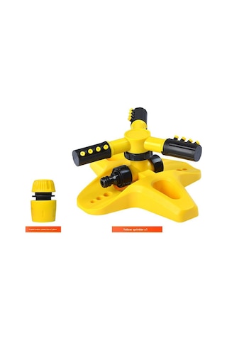 Mufunye 360 Derece Döner Otomatik Sulama Sprinklerı - Villa Bahçe Çim Alani İçin Zincirlenebilir - Sarı Sprinkler + 4 Parça Su Bağlantısı