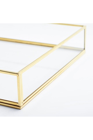 Cam Tepsi Pirinç & Gold 35x25x5cm