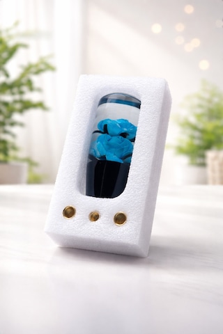 Mavi Güllü Şeffaf Epoksi Vites Topuzu Çiçekli Vites Topuzu Araç İçi Oto Aksesuar