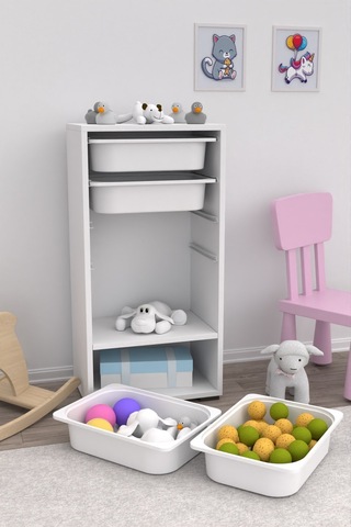 Nia 4 Sepetli 1 Raflı Çok Amaçlı Mutfak Banyo Kiler Dolabı Beyaz