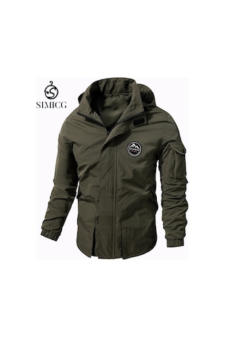 Moda Rahat Kapüşonlu Açık Hava Erkek Ceketi Yeşil