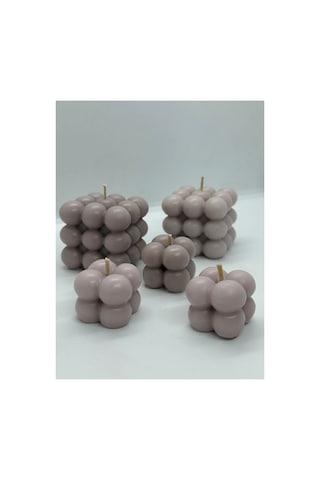 El Yapımı Bej Bubble Mum Seti %100 Doğal Soya Wax Düğün/kına/nişan/hediyelik Bej