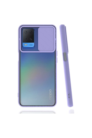 Noktaks - Oppo A54 4g Uyumlu - Kılıf Slayt Sürgülü Arkası Buzlu Lensi Kapak - Koyu Yeşil