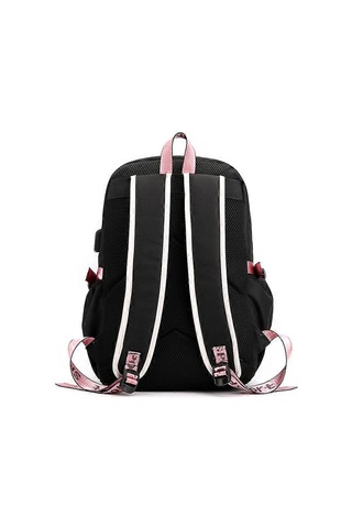 Sırt Çantası Dizüstü Bilgisayar Çantası Okul Çantası Usb Şarj Ve Kulaklık Girişi Siyah Ve Pembe Diğer