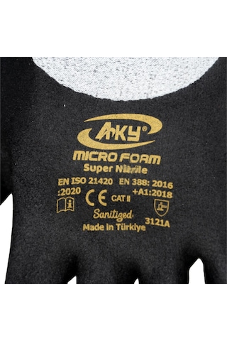 Aky 506086 Microfoam Süper Nitril Köpük Eldiven 3/4 Kaplı No:9/l