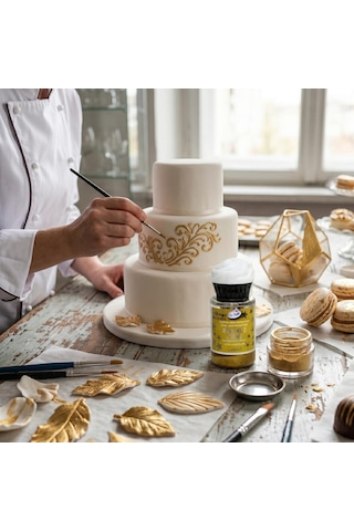 Dr. Gusto Sparkle Sıvı Metalik Boya Altın Gold Yenilebilir Pasta Ve Tatlı Dekor Boyası