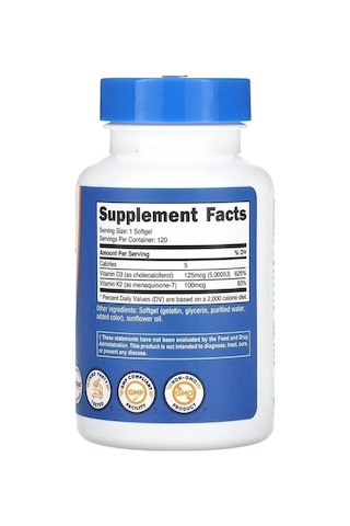 Nutricost Vitamin K2 + Vitamin D3 -100 Mcg K2 125mcg D3 Softjel