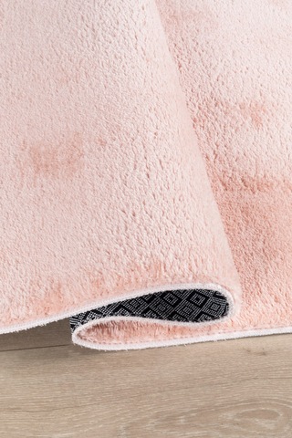 Vl Comfort Peluş Halı Gri Overloklu Pembe